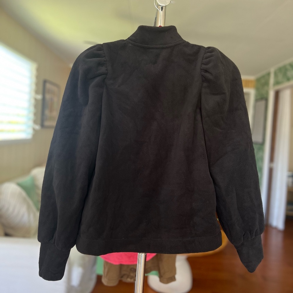 NWT Lilly Pulitzer Cabello Fleece Zip Up Black Ruffle Sz XXS - Picture 5 of 7